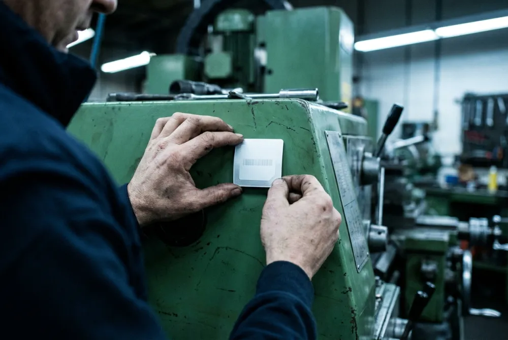 Durable UHF RFID asset tag applied to equipment