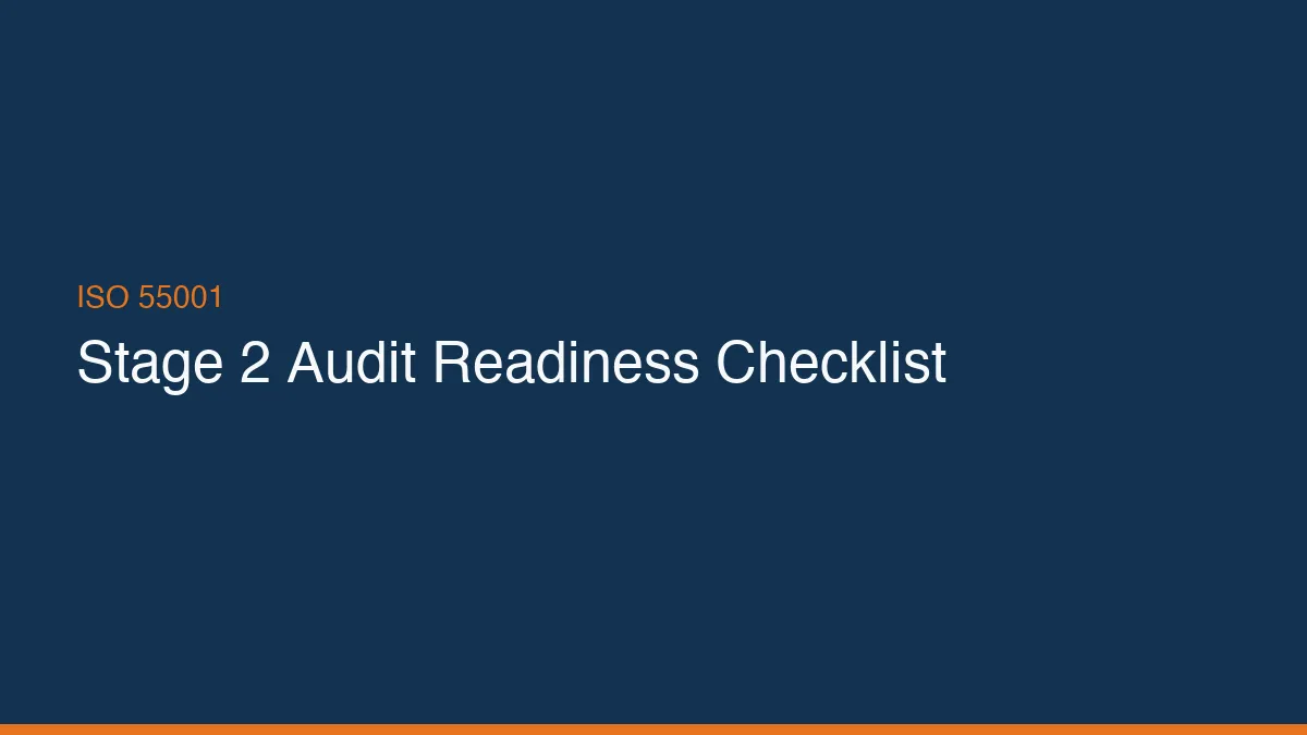 Preparing for ISO 55001 Stage 2 Audit: Evidence Checklist