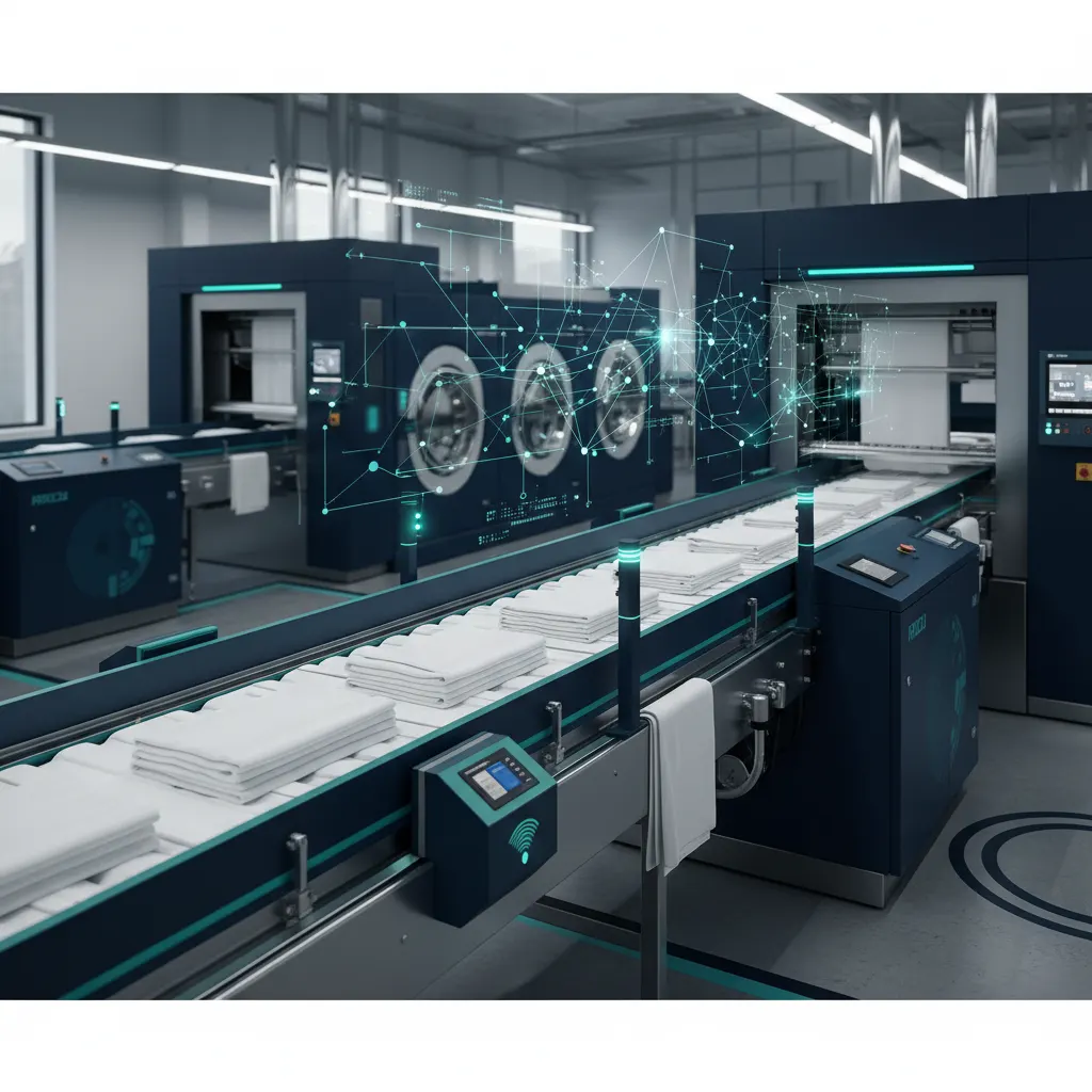 RFID laundry management system - industrial commercial laundry facility with RFID tracking technology