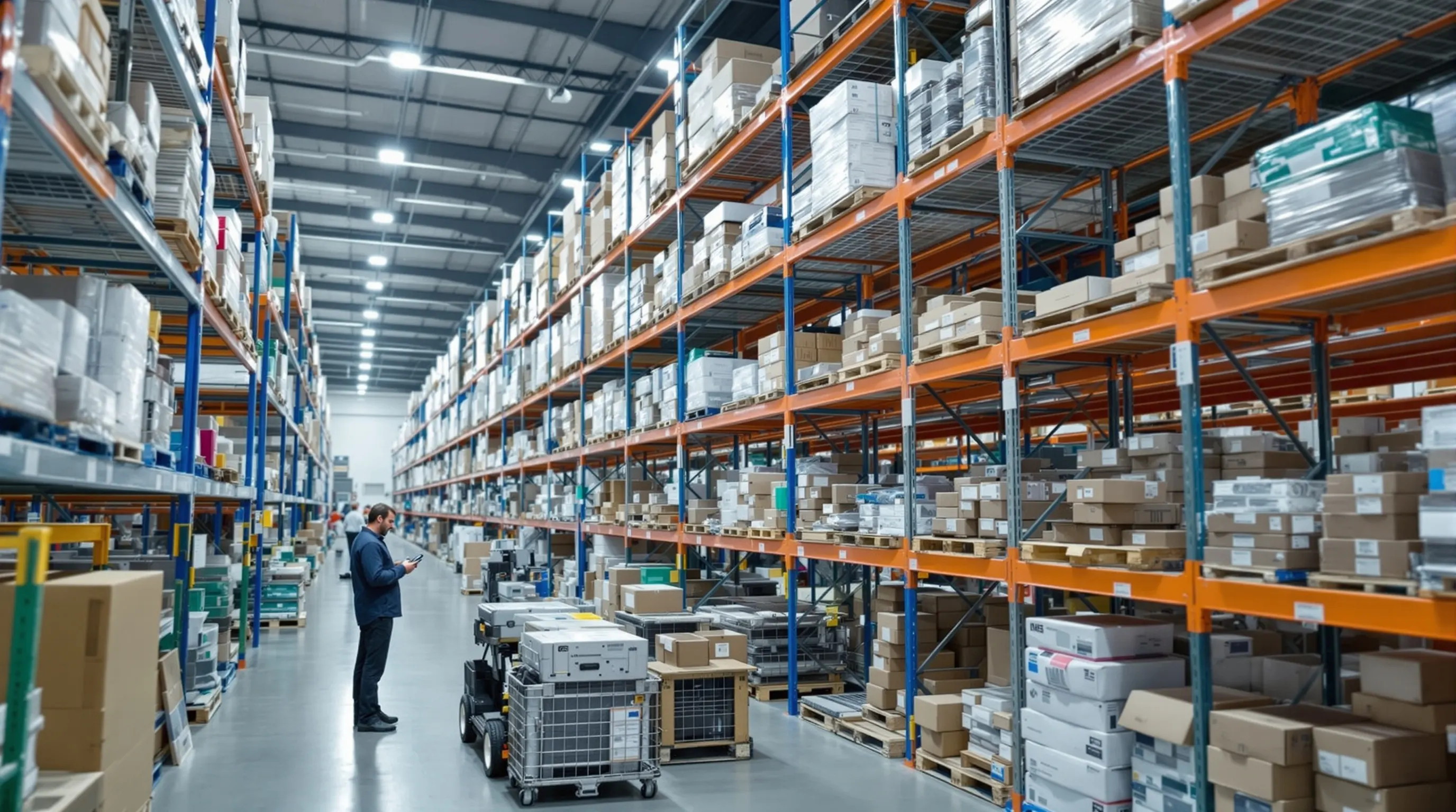 Inventory counting team in power plant storeroom